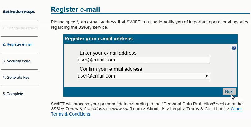 Register email