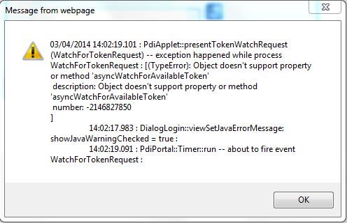 Error: pdiTokenWatchRequest