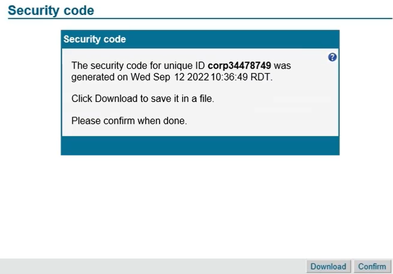 security code generated