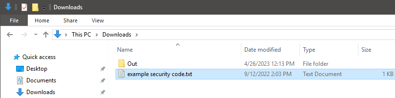 security code download